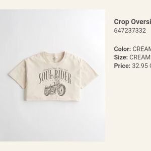 Hollister Crop Oversize Graphic Tee Size XS
